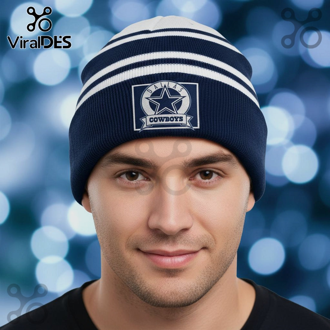 Dallas Cowboys Striped Cuffed Knit Beanie Hat