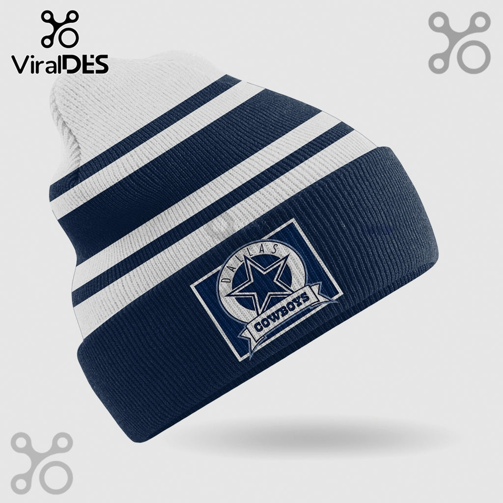 Dallas Cowboys Striped Cuffed Knit Beanie Hat