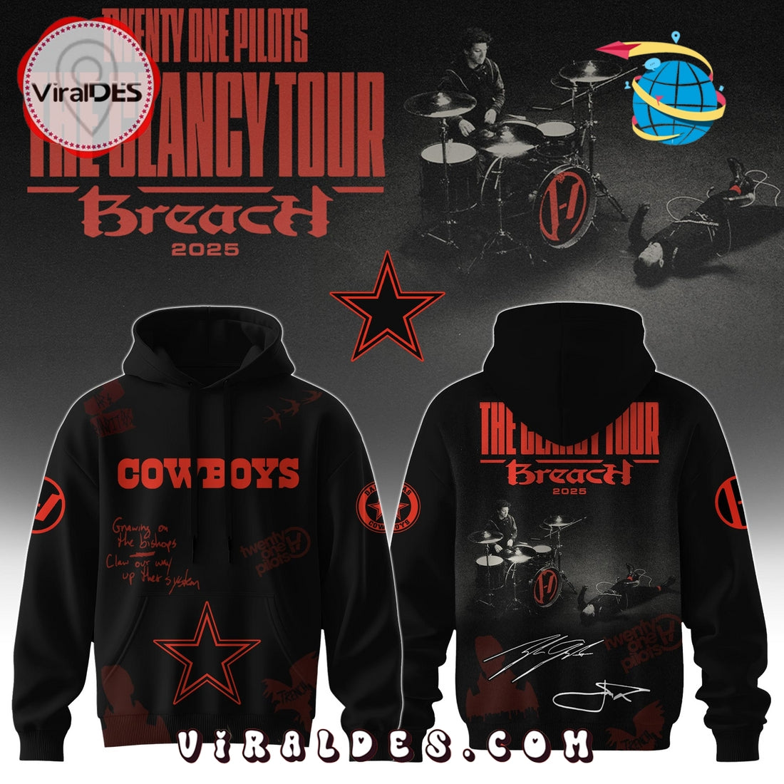 Dallas Cowboys x Twenty One Pilots Signatures Hoodie, Long Pant