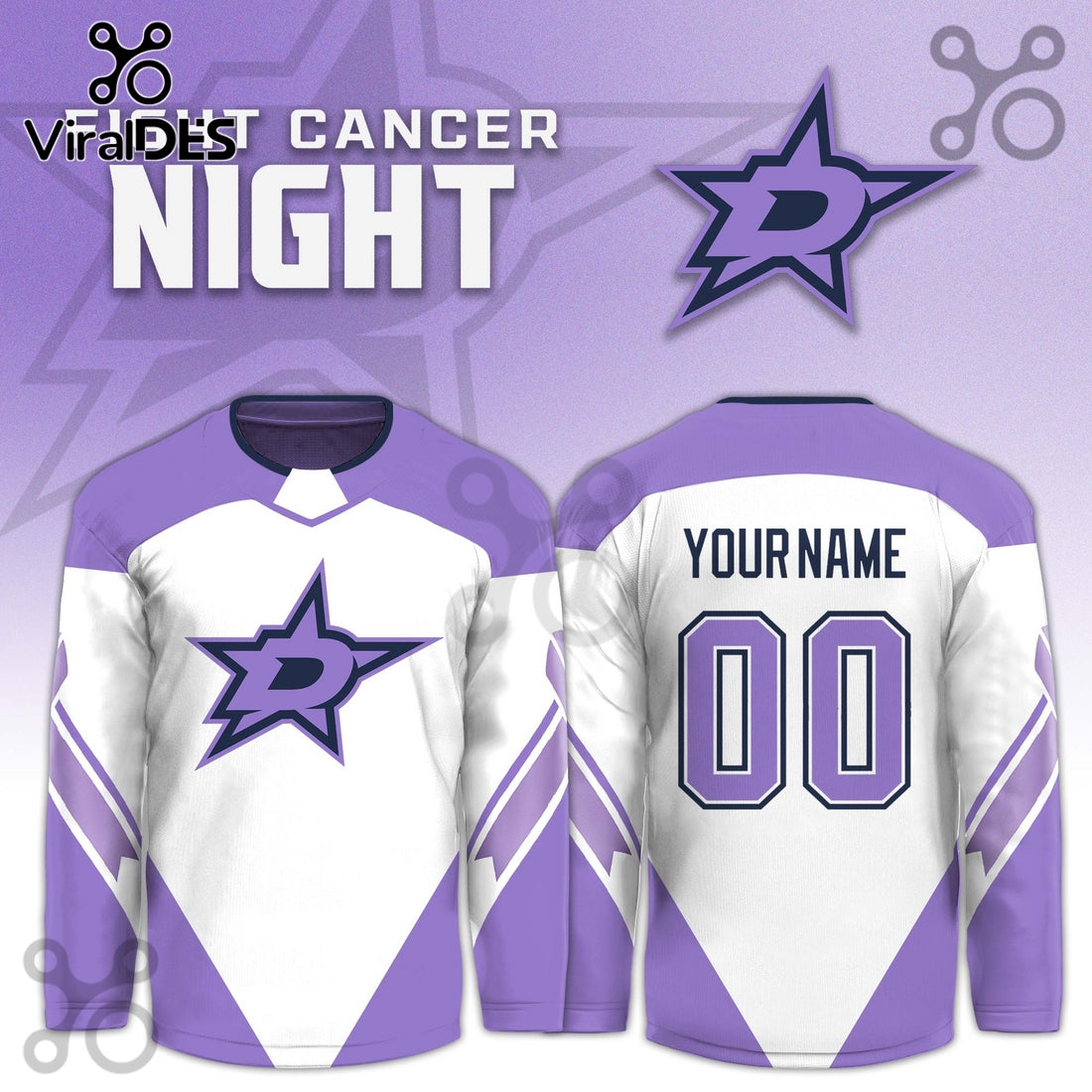Dallas Stars Hockey Fights Cancer Purple Jersey Limited Edition