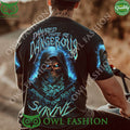 Damaged People Are Dangerous Flame Skull 3D Hoodie Shirt
