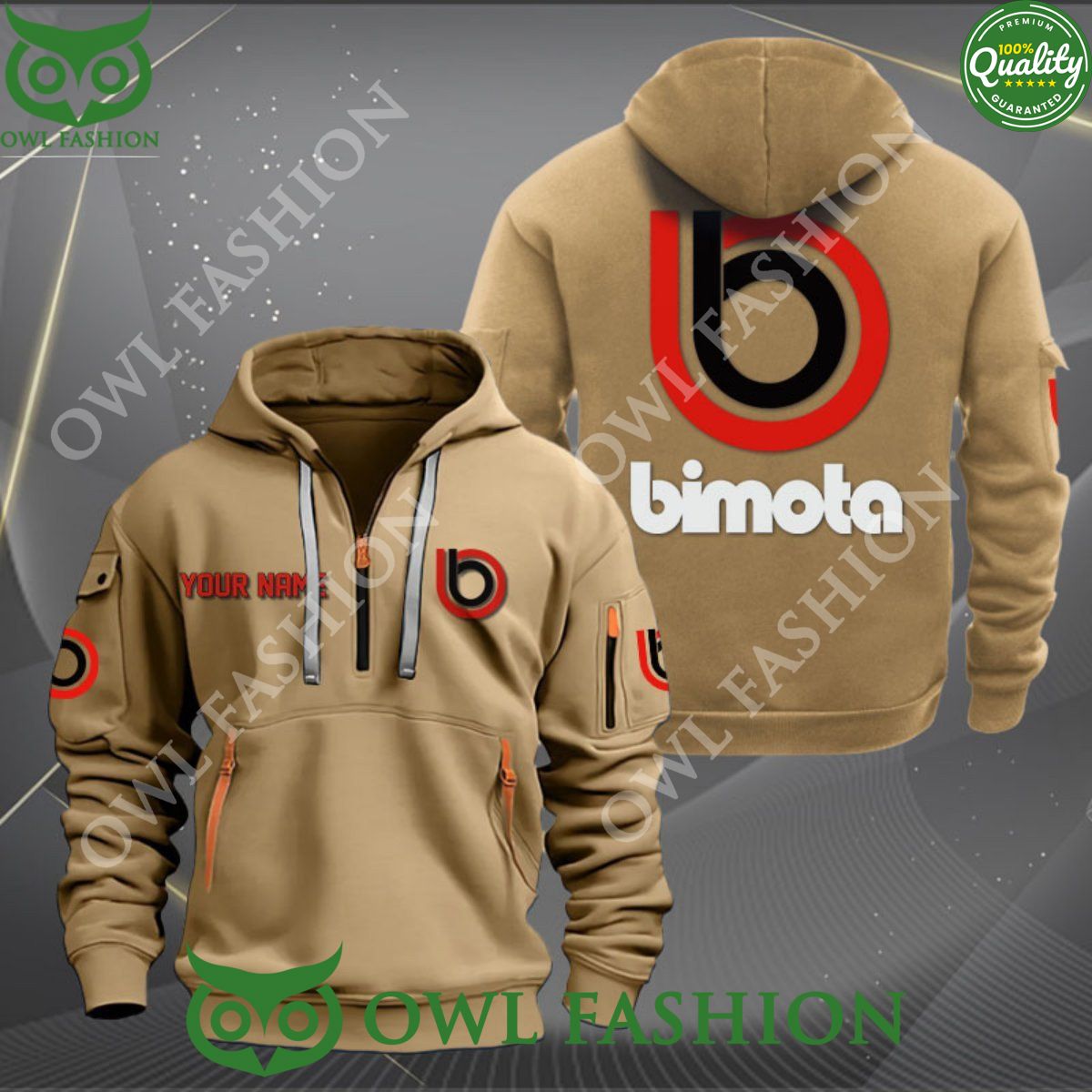 Derbi Motorcycles Custom Name Brand 2D Quarter Zip Hoodie