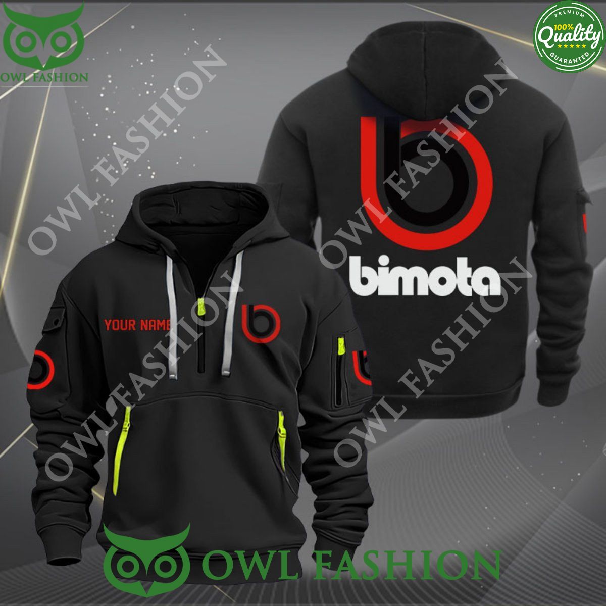 Derbi Motorcycles Custom Name Brand 2D Quarter Zip Hoodie