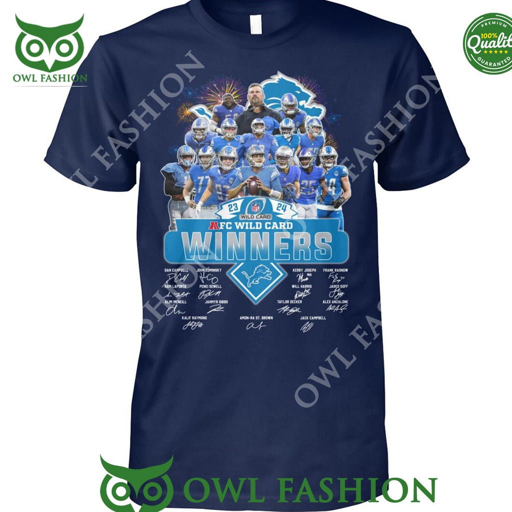 Detroit Lions AFC Wild Card Winners Players Signatures 2d t shirt