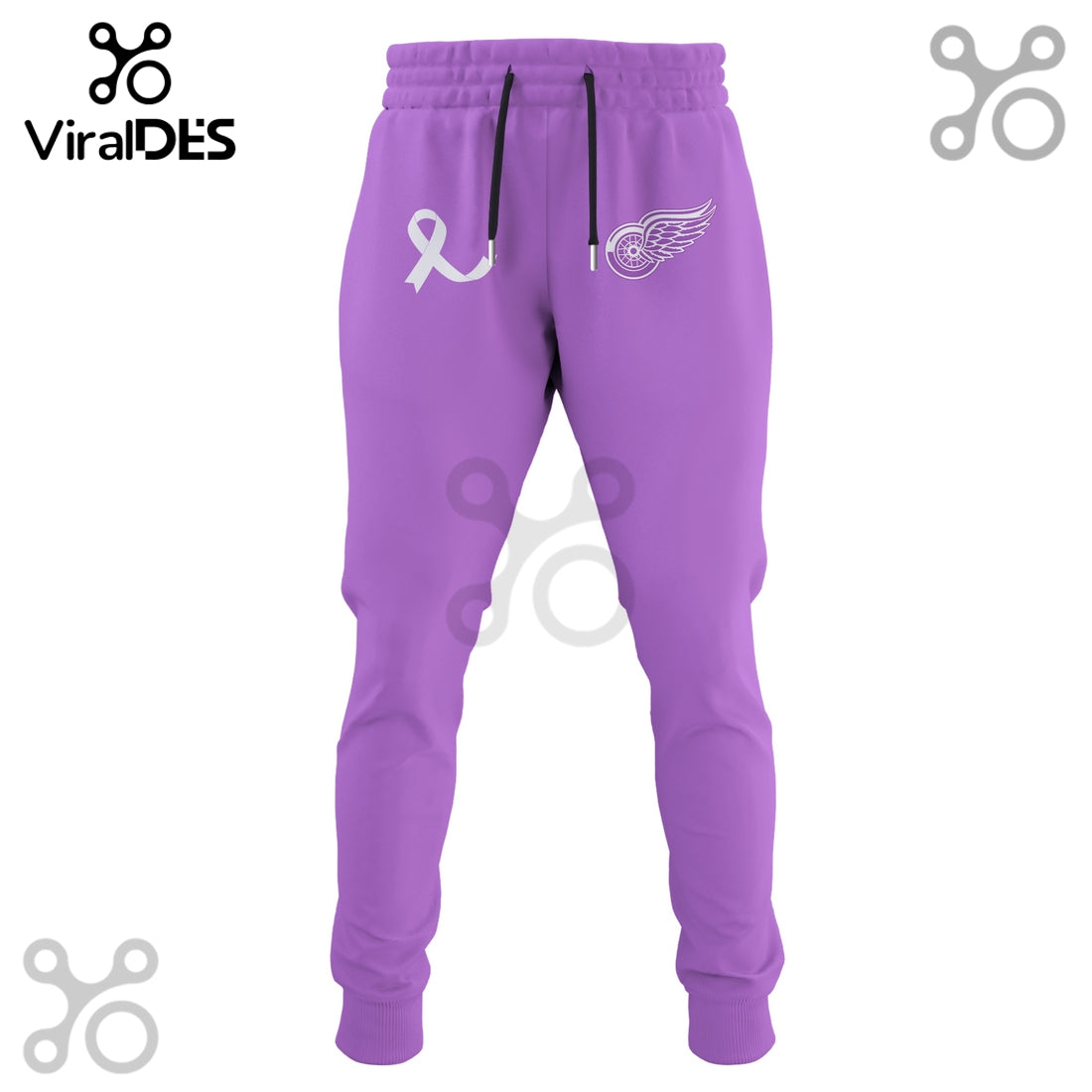 Detroit Red Wings Hockey Fights Cancer Purple Ribbon Hoodie