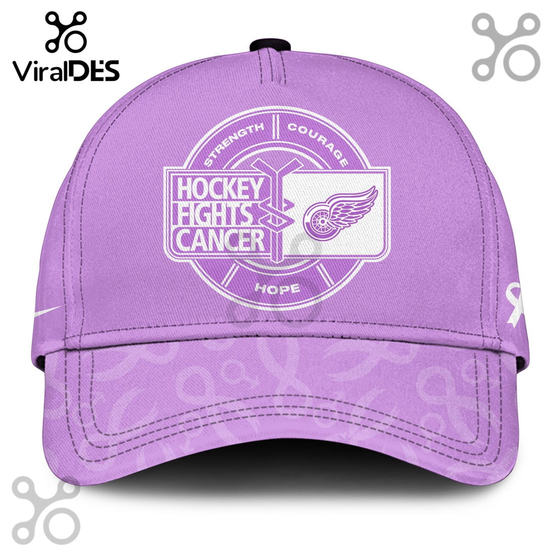 Detroit Red Wings Hockey Fights Cancer Purple Ribbon Hoodie