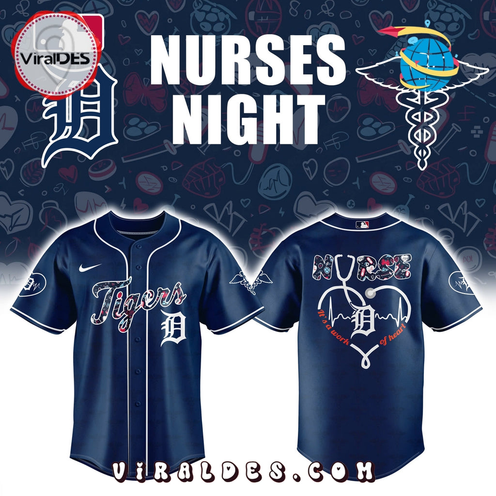 Detroit Tigers 2025 Nurses Night Navy Baseball Jersey