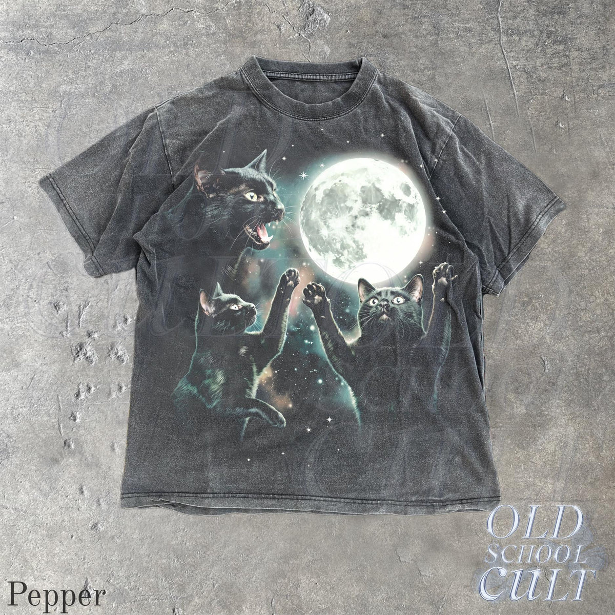Vintage Black Cat Moon Celestial Cat Lover Tee Spooky Gothic Kitty (3)