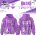 Edmonton Oilers Hockey Fights Cancer Purple Ribbon Hoodie