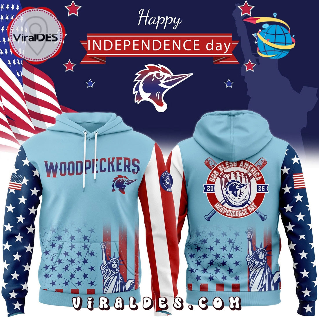 Fayetteville Woodpeckers Independence Day 2025 Hoodie