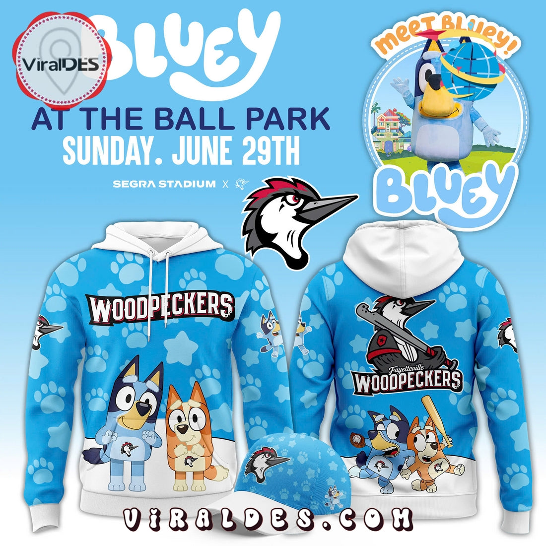 Fayetteville Woodpeckers x Bluey Day Hoodie, Long Pants