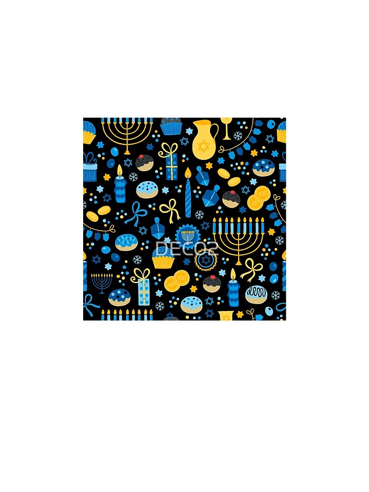 Hanukkah Holiday Menorah, Candles And Coins Elegant Pattern by DEC02