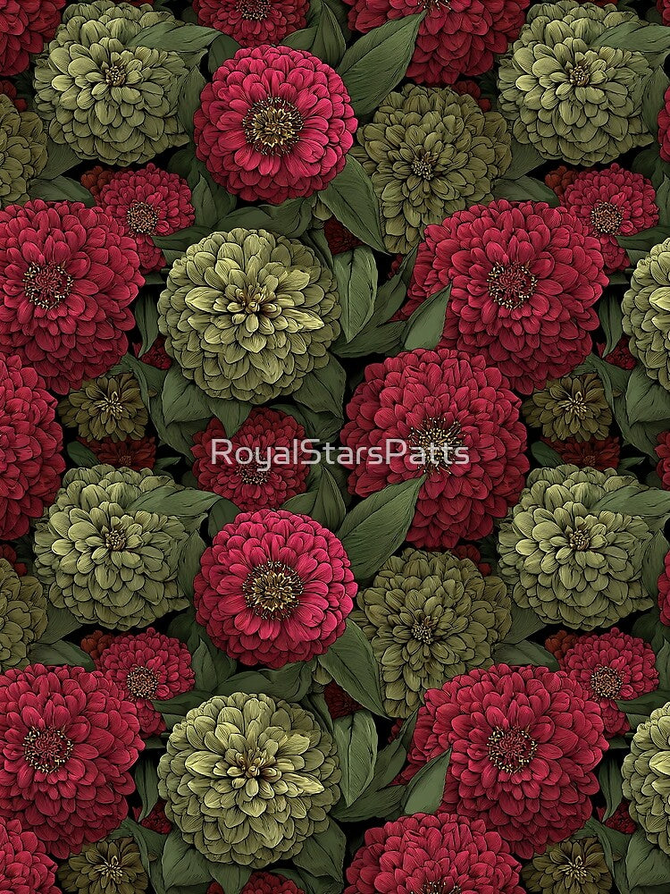 Flourishing Zinnia Texture  - Flower Bouquet Pattern - Bridesmaid Gifts by RoyalStarsPatts