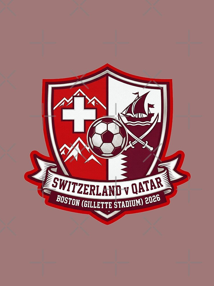 Switzerland vs Qatar Soccer Crest Boston 2026 Sport Vibe by Pride Emblem Prints