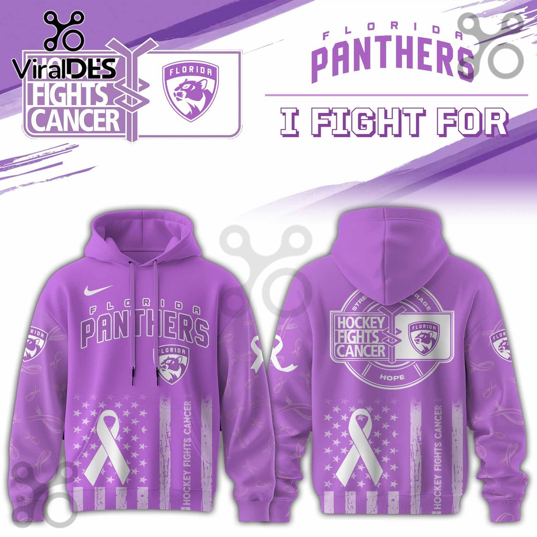 Florida Panthers Hockey Fights Cancer Purple Ribbon Hoodie