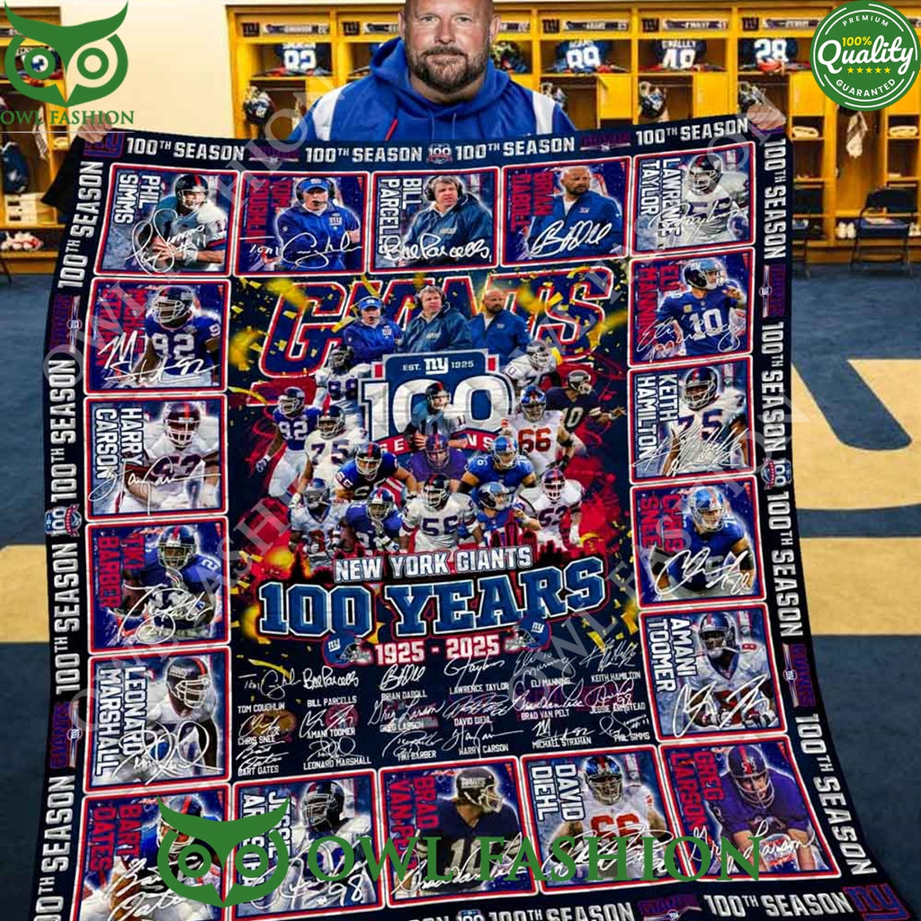 Football The New York Giants 100th Anniversary 1925 2025 Quilt Fleece Blanket