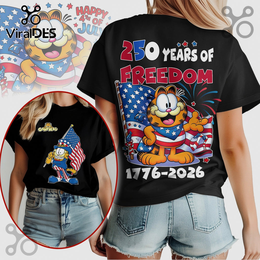 Garfield 4th of July 250th Anniversary 1776-2026 Patriotic Graphic T-Shirt
