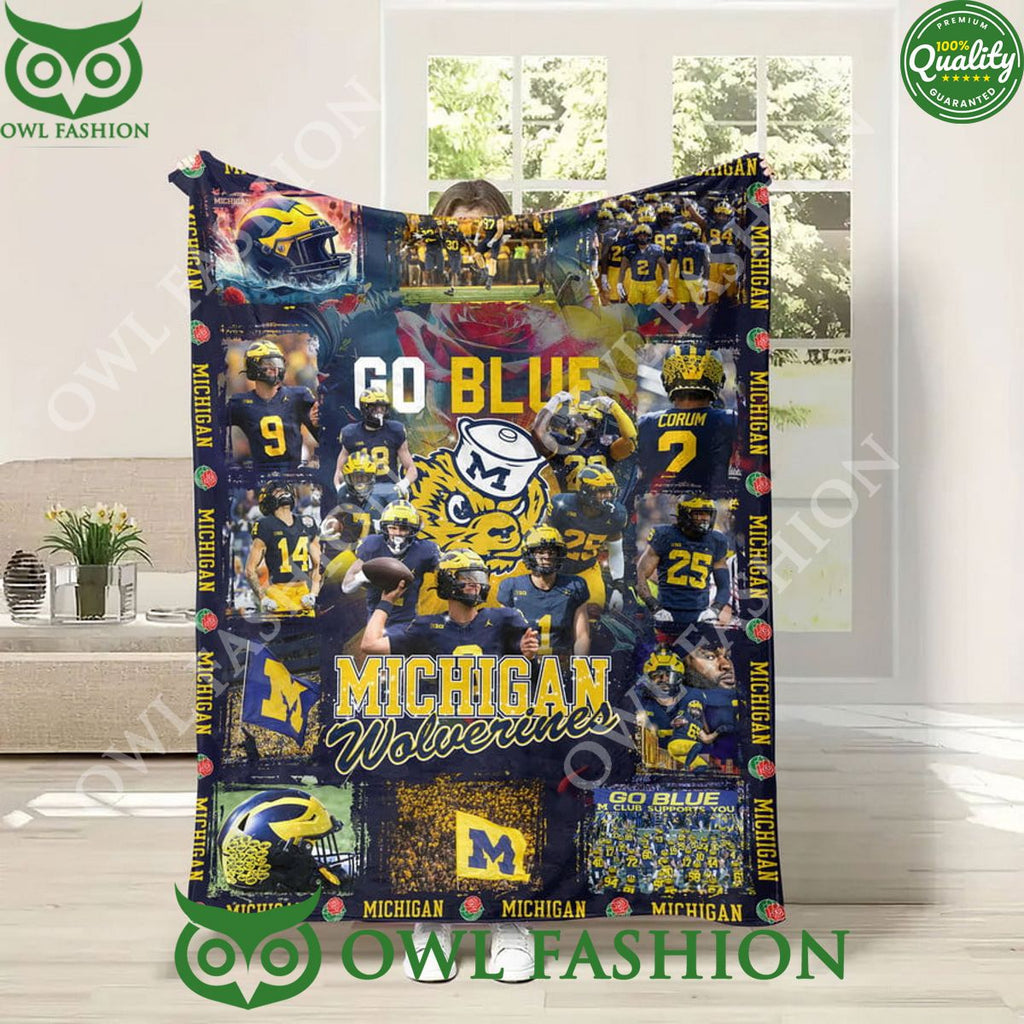 Go Blue Michigan Wolverines Fleece Blanket