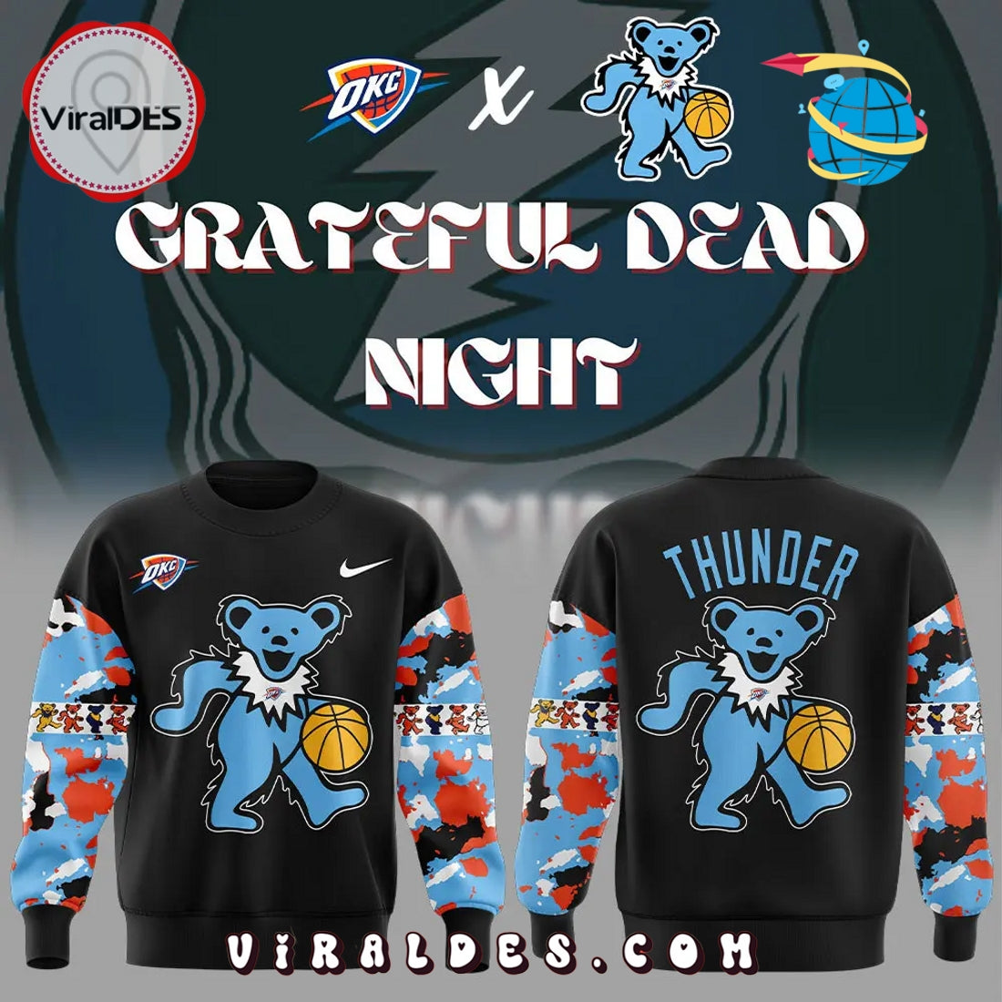 Grateful Dead Night 2025 Oklahoma City Thunder Hoodie