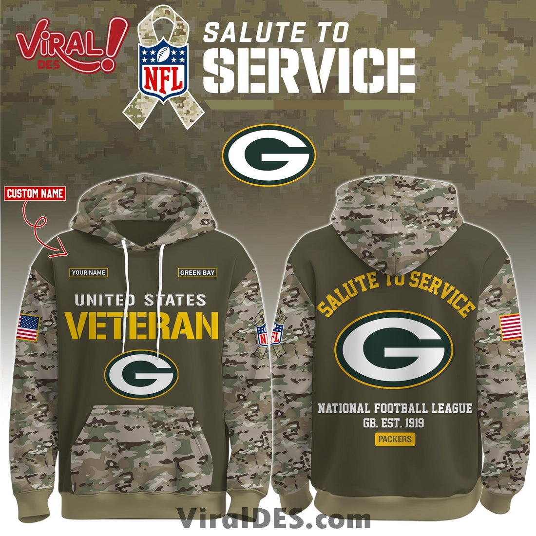 Green Bay Packers 2025 Salute to Service Hoodie, Long Pants