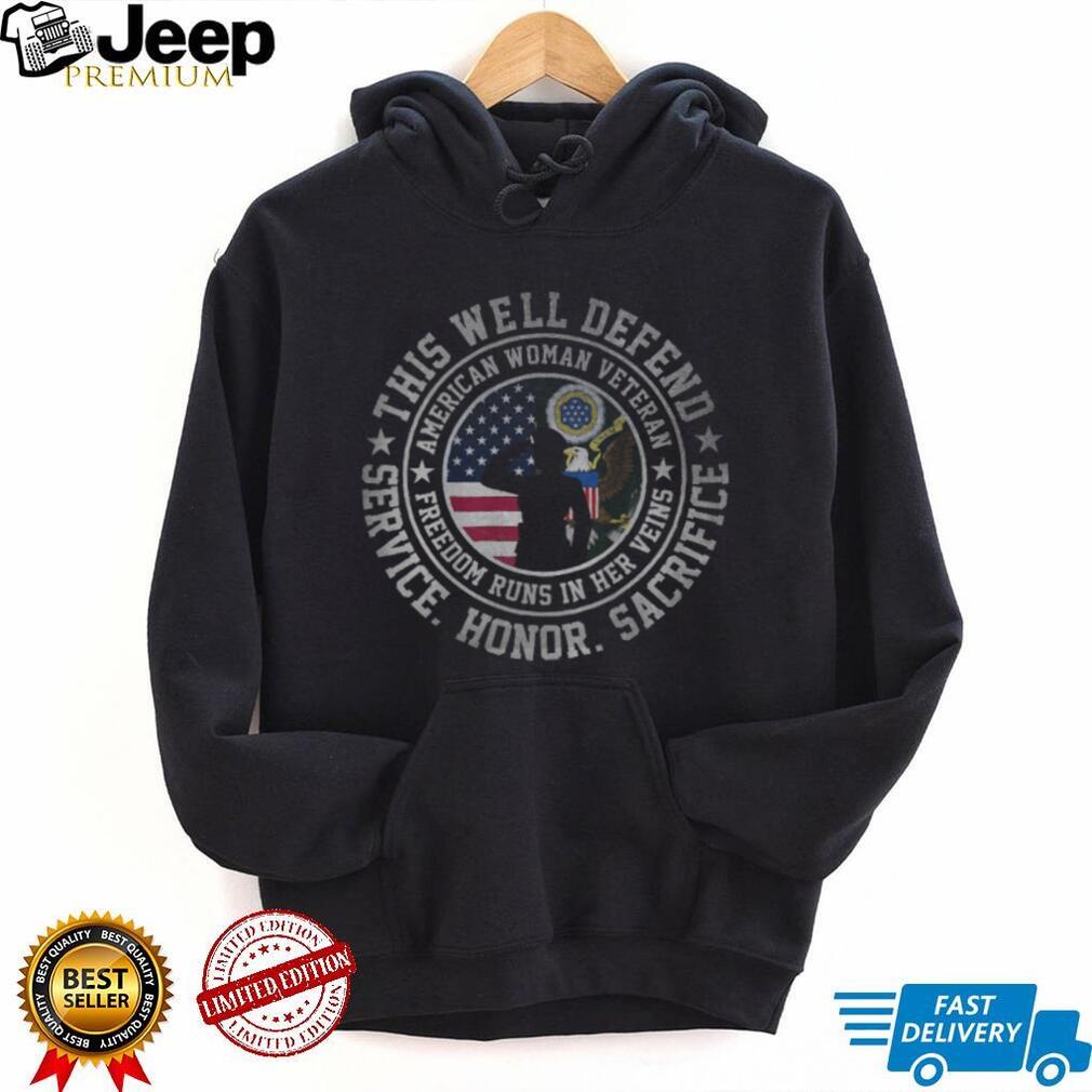 American Woman Veteran Freedom Runs In Her Veins Patriotic T Shirt