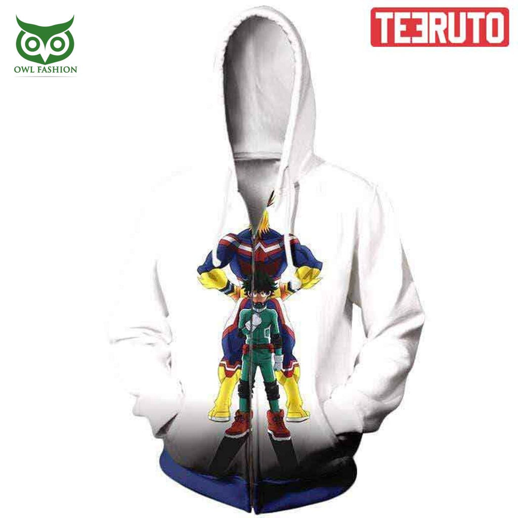 Izuku Midoriya And All Might My Hero Academia Anime Zip Up 3D Hoodie
