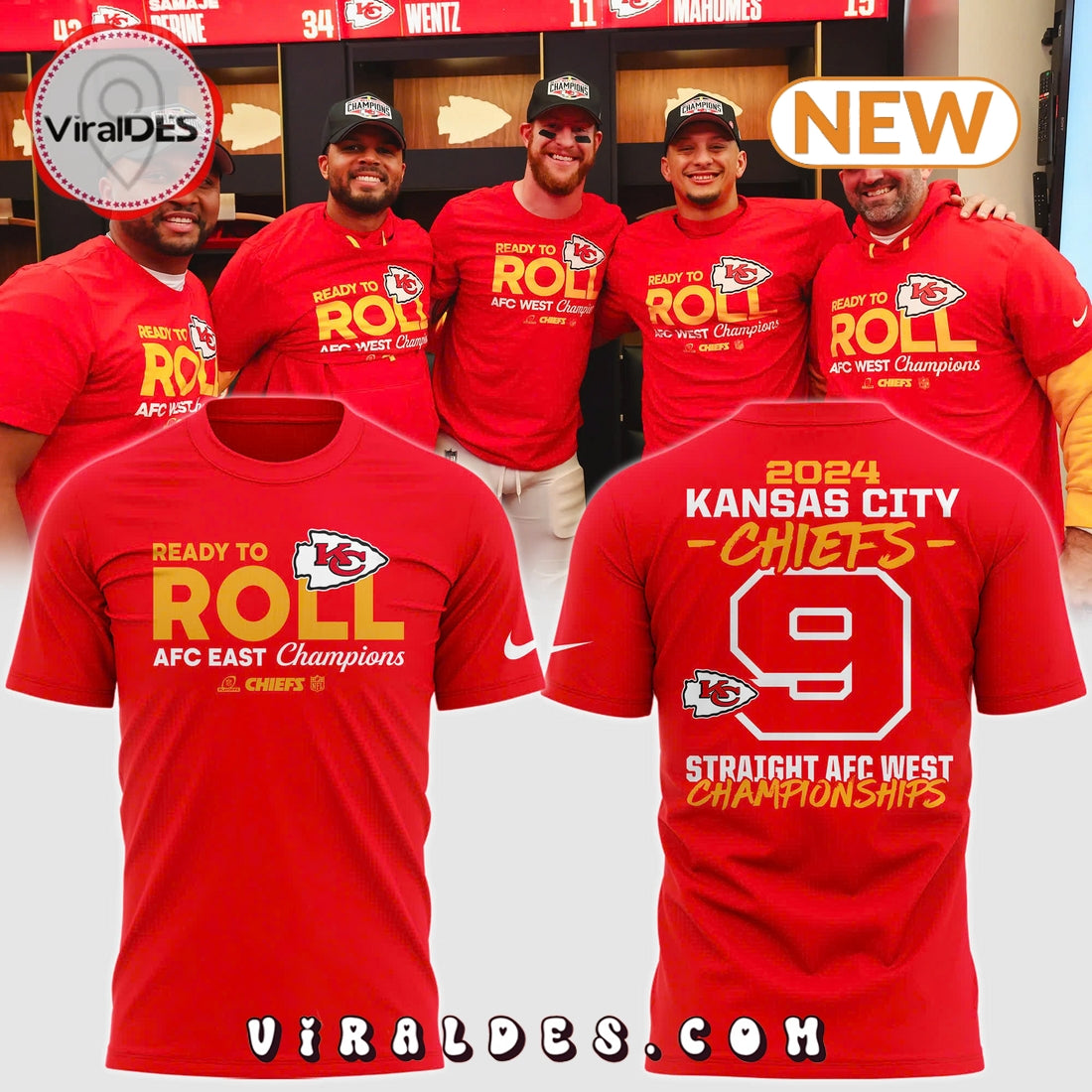 Kansas City Chiefs 2024 West Division T-Shirt, Cap