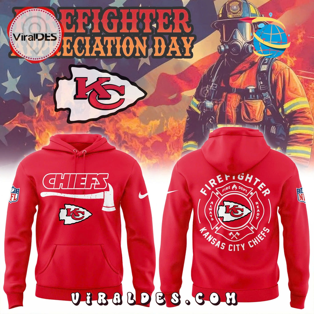 Kansas City Chiefs Firefighter Application 2025 Hoodie