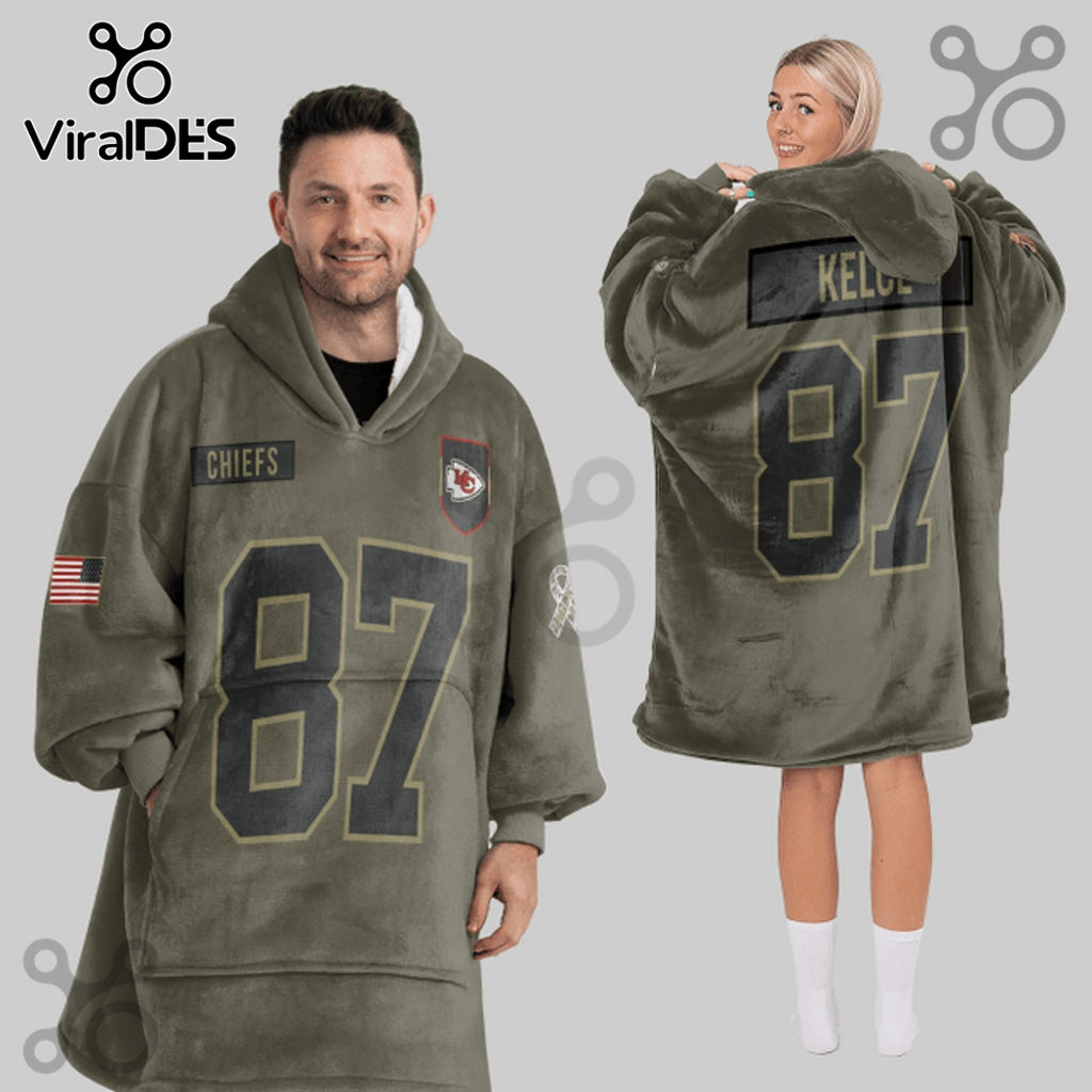 Kansas City Chiefs Travis Kelce 87 Player Oversized Blanket Hoodie