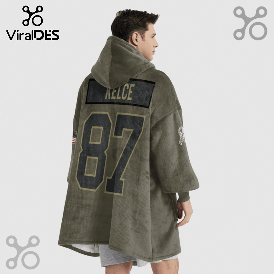 Kansas City Chiefs Travis Kelce 87 Player Oversized Blanket Hoodie