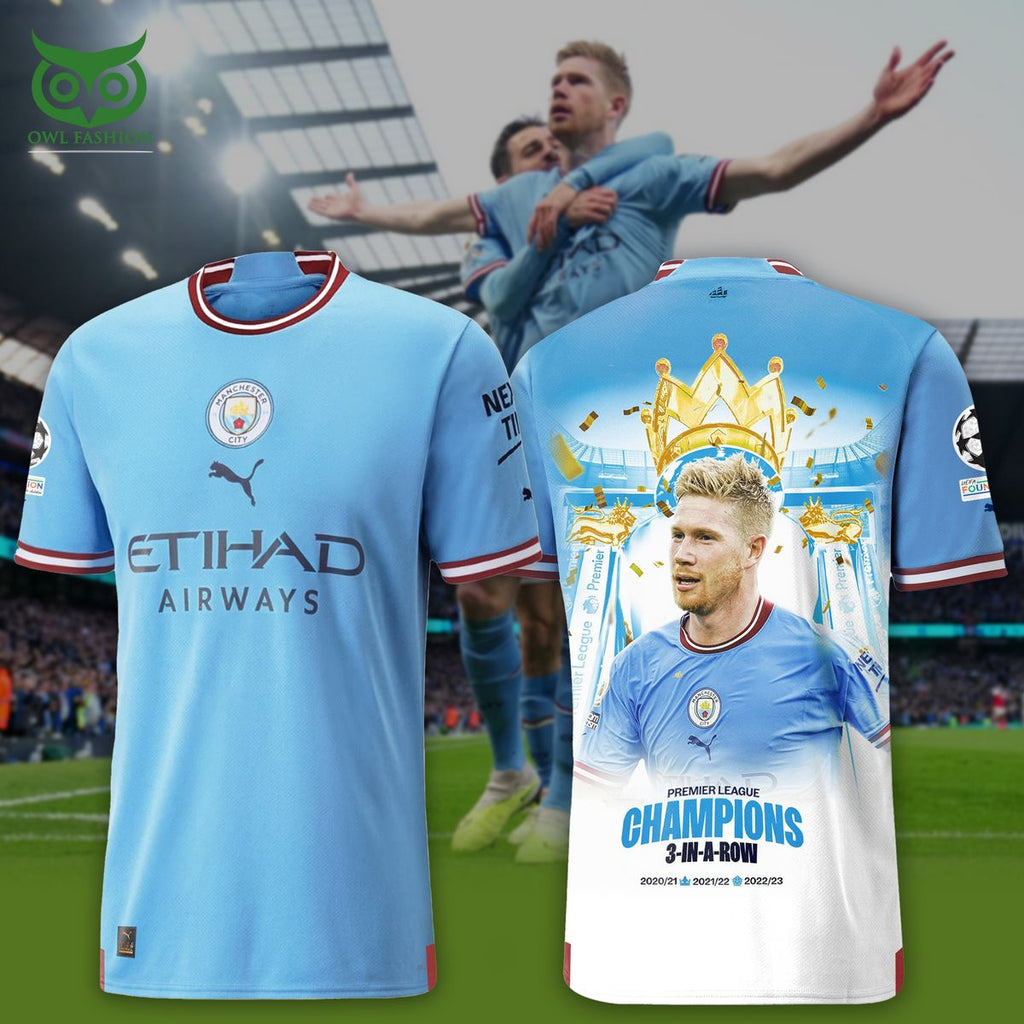 Kevin De Bruyne Manchester City 3 In A Row 3D Tshirt Sweatshirt