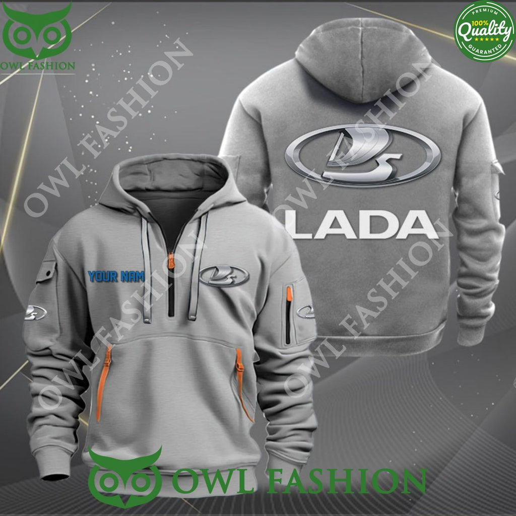 Lada Motor Company Brand Customized 2d Half Zip Hoodie