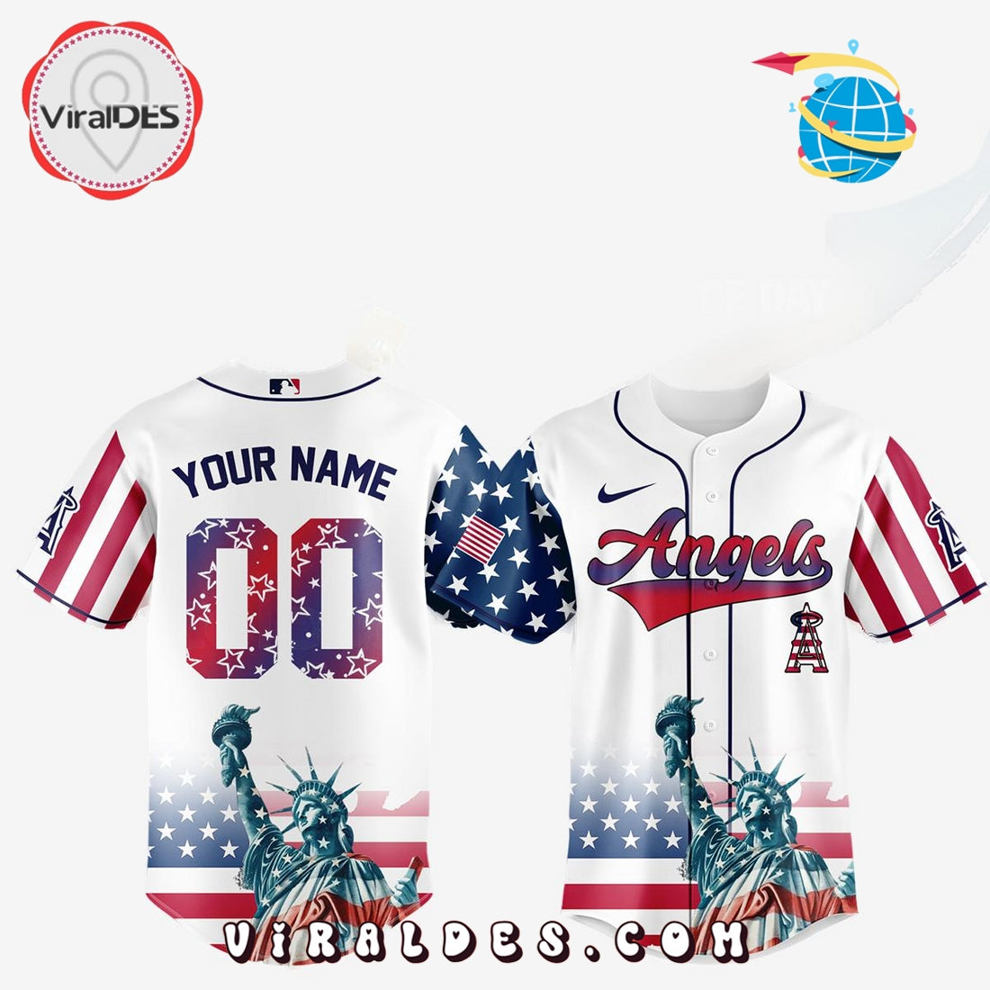 Los Angeles Angels Custom Independence Day Baseball Jersey