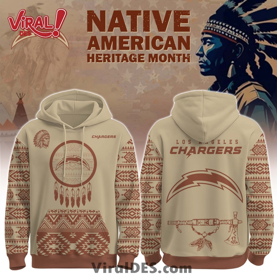 Los Angeles Chargers Native American Heritage Month Hoodie, Long Pants