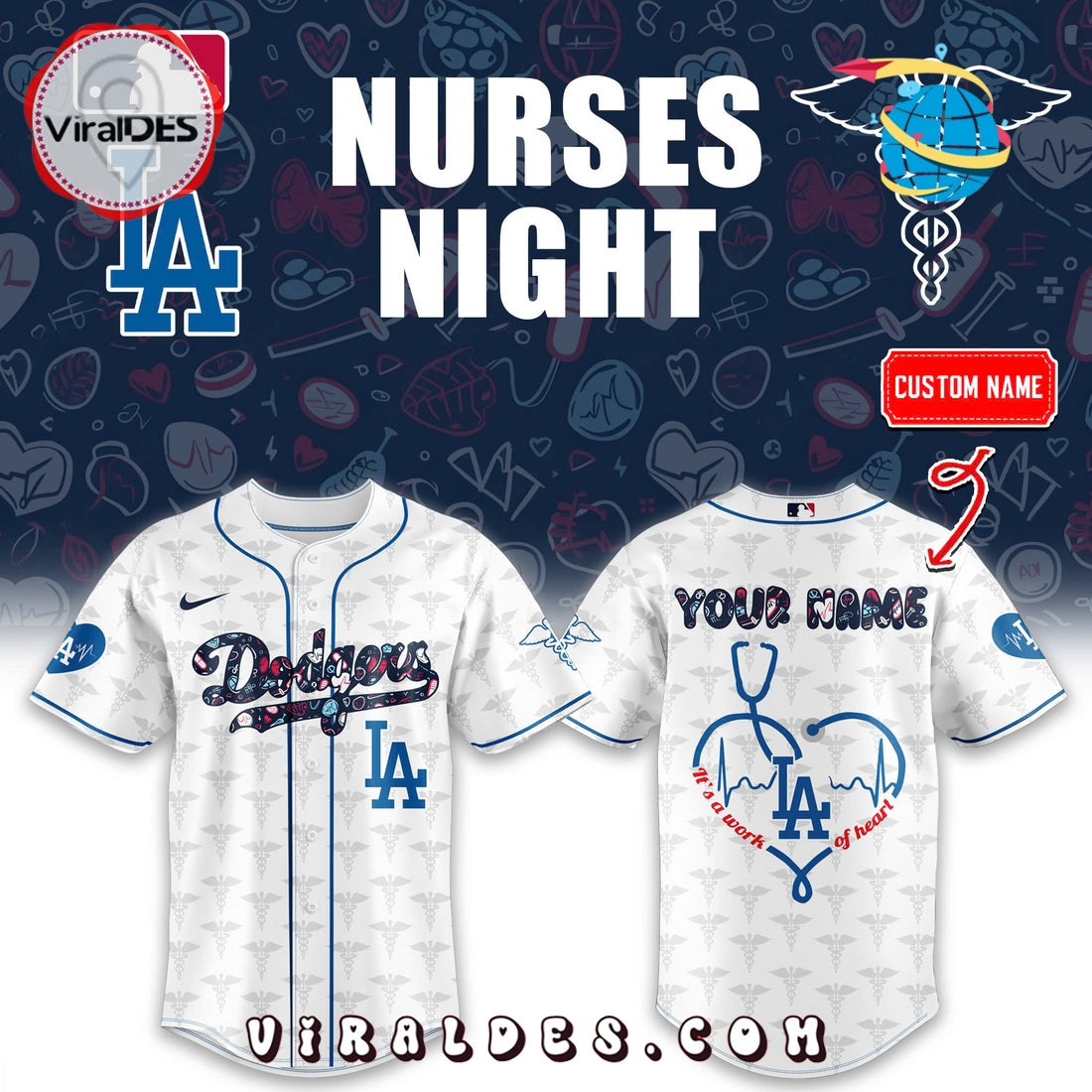 Los Angeles Dodgers Nurses Night White Baseball Jersey