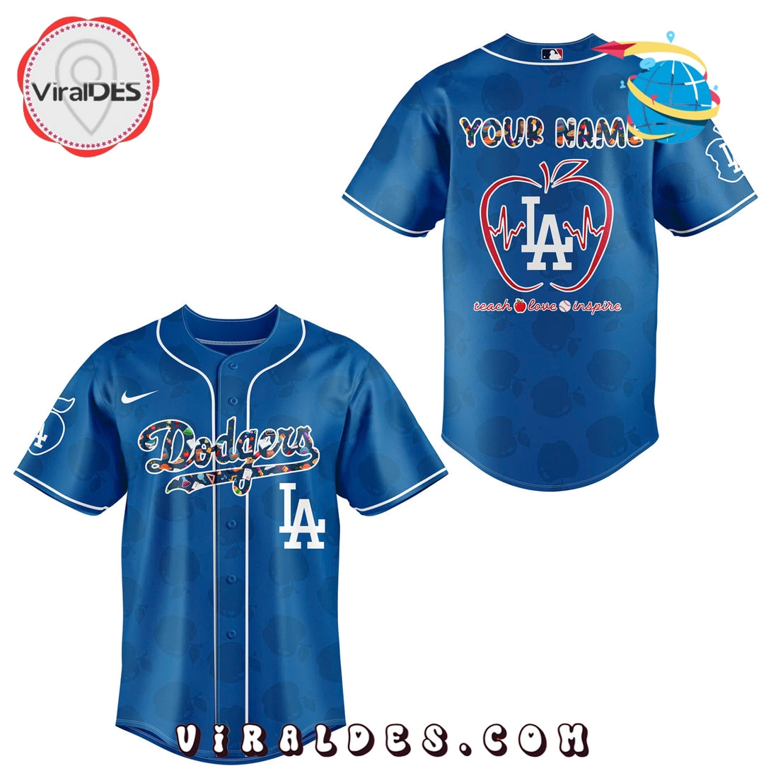 Los Angeles Dodgers Personalized Teacher Night Baseball Jersey