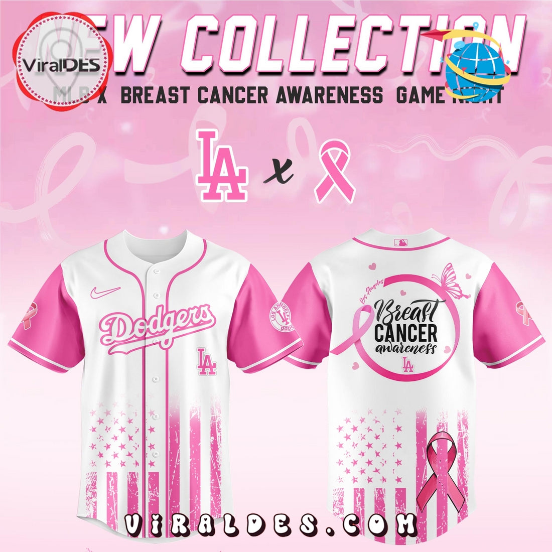Los Angeles Dodgers x Breast Cancer Awareness Game Night Baseball Jersey
