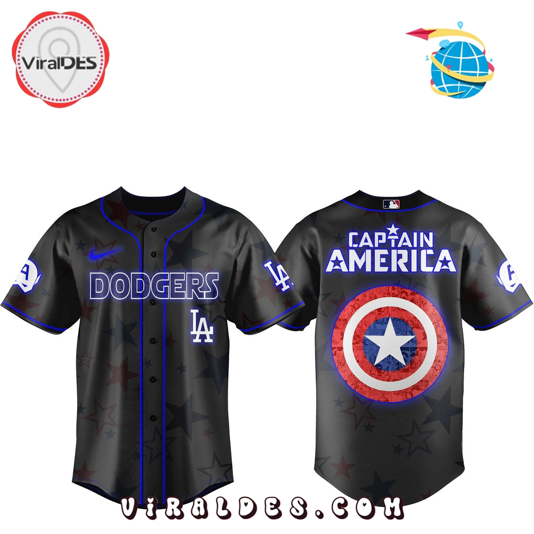 Los Angeles Dodgers x Captain America Avengers Baseball Jersey