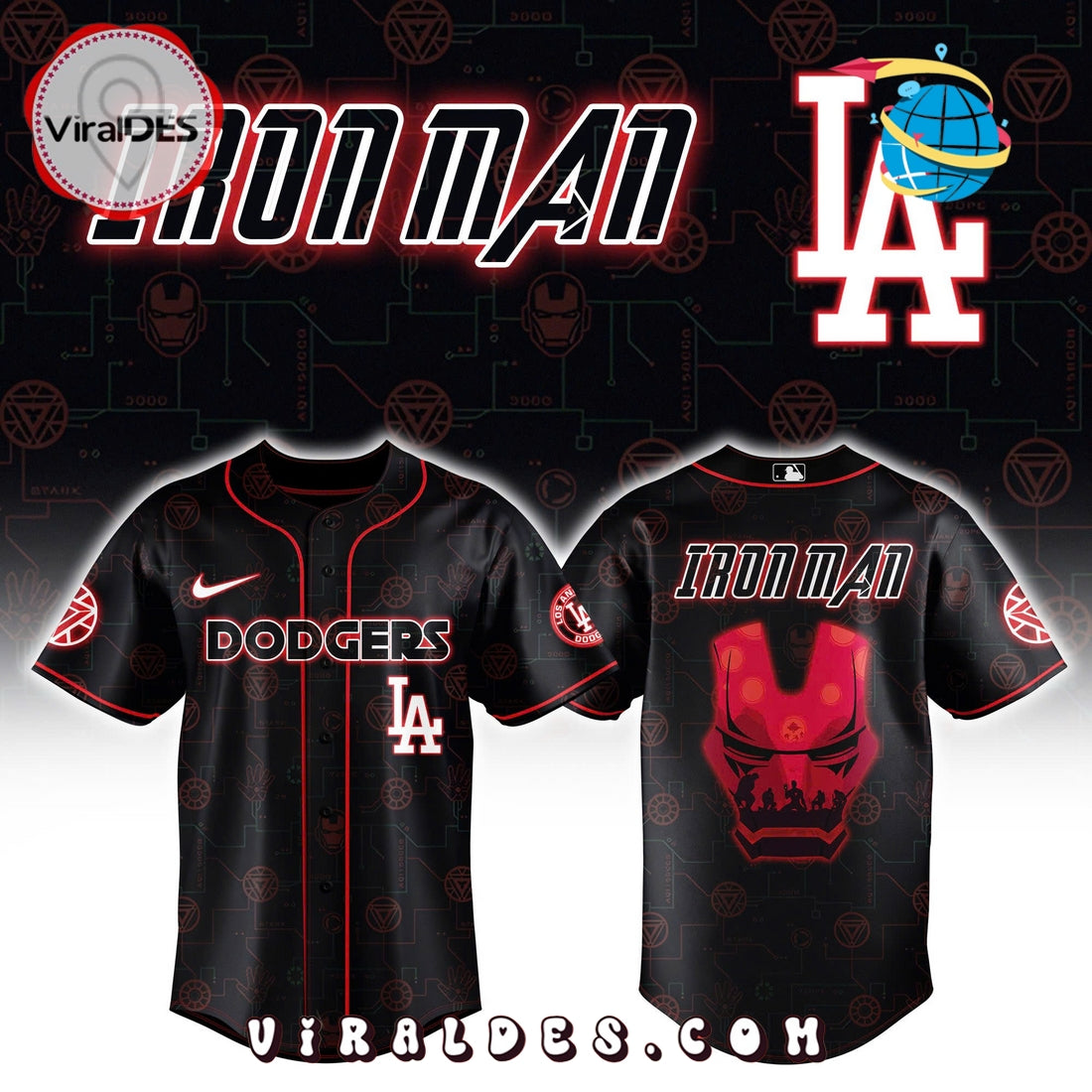 Los Angeles Dodgers x Iron Man Avengers Baseball Jersey