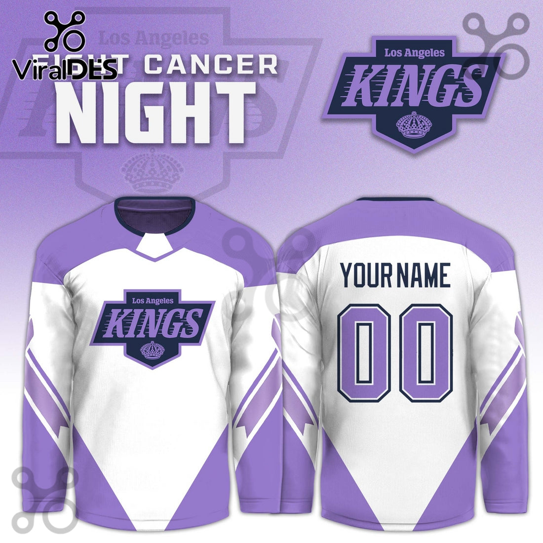 Los Angeles Kings Hockey Fights Cancer Purple Jersey Limited Edition