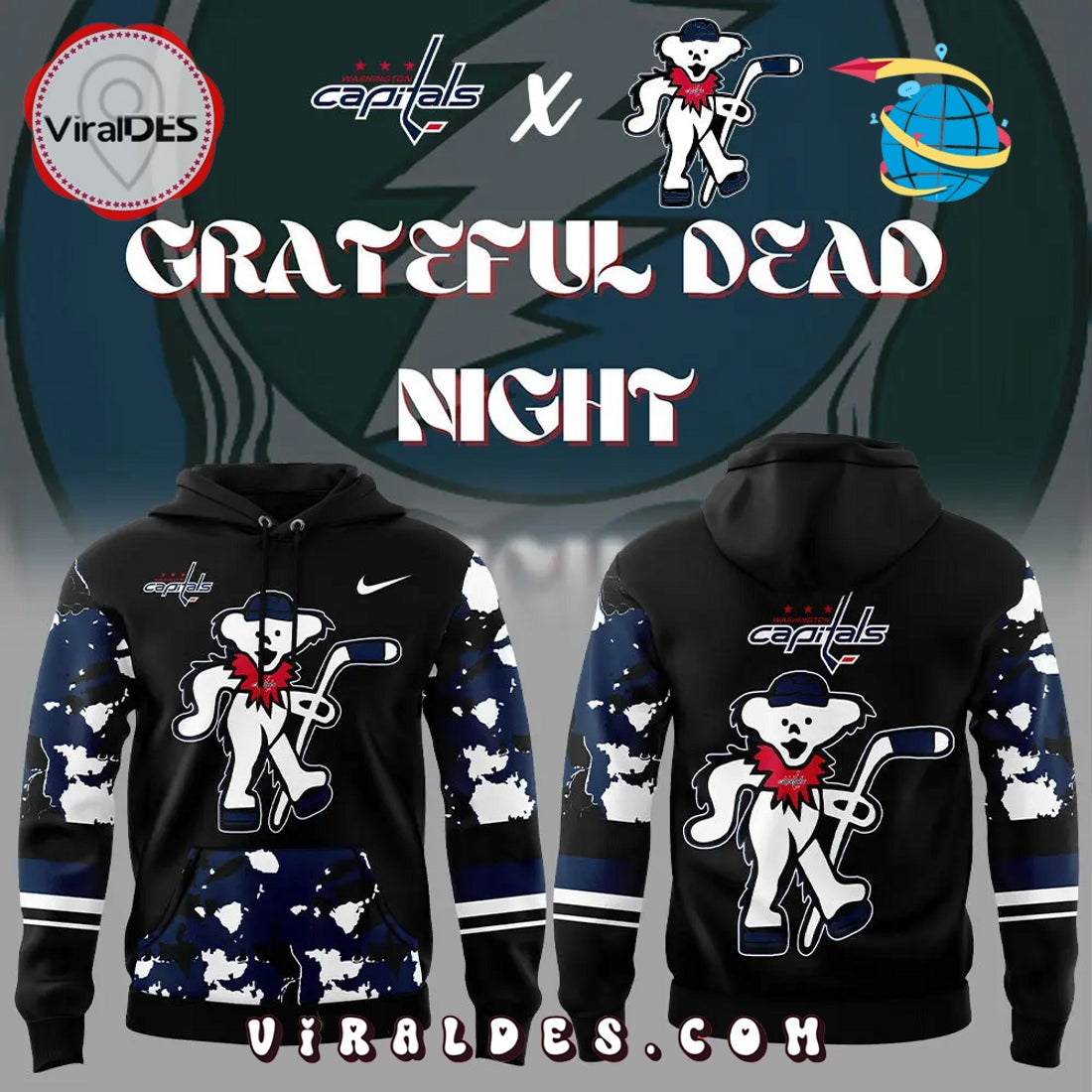 Luxury Washington Capitals Grateful Dead Night Hoodie