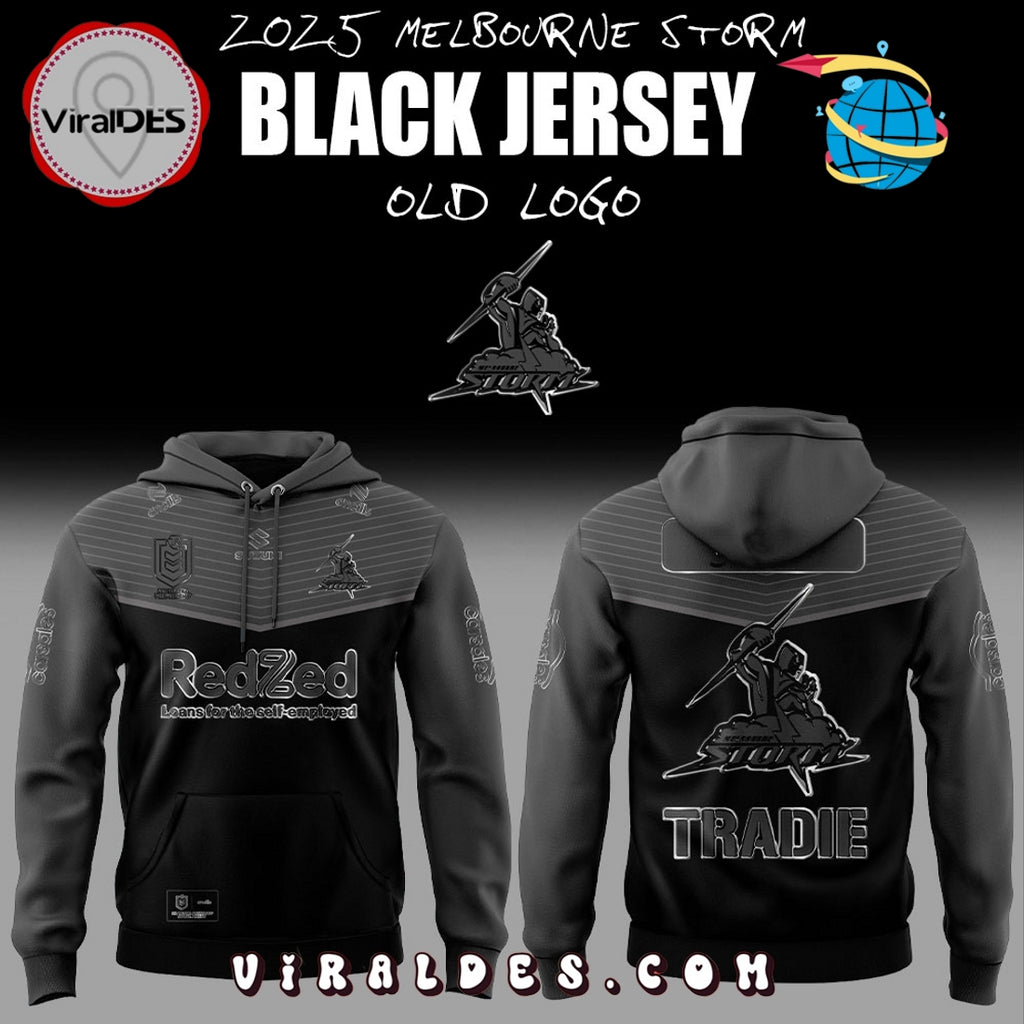 Melbourne Storm Back In Black Old Logo Hoodie 2025