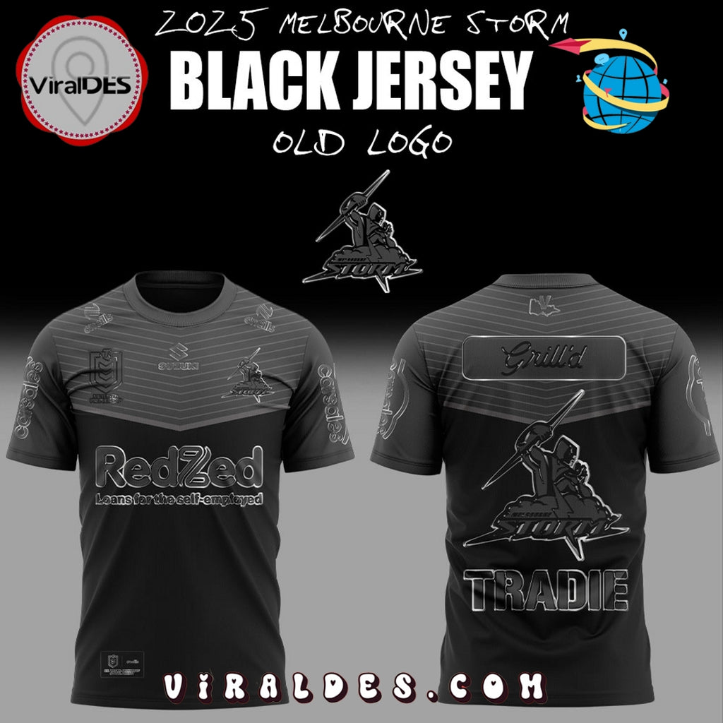 Melbourne Storm Back In Black Old Logo Hoodie 2025