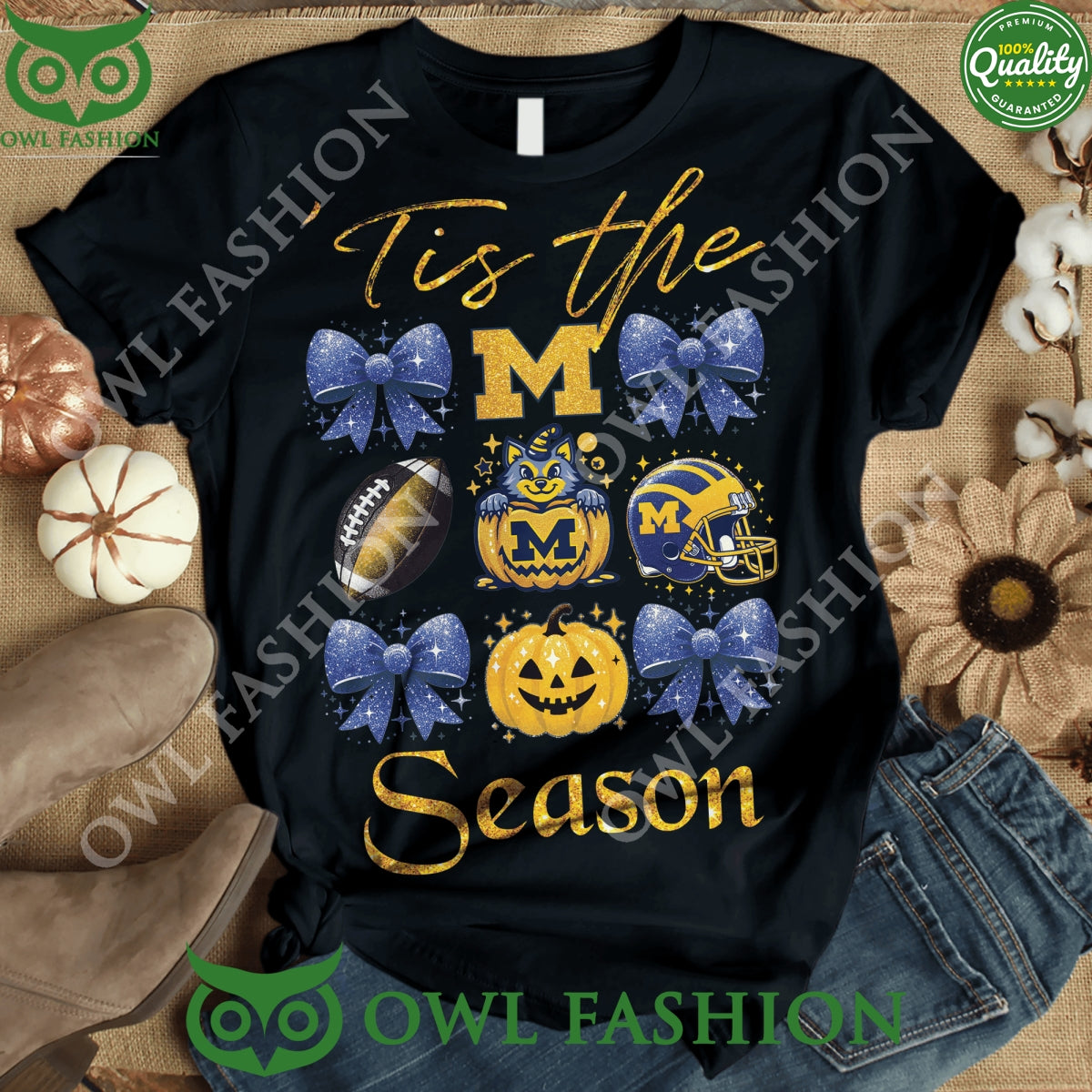 Michigan Wolverines Tis the Season Halloween Black t Shirt