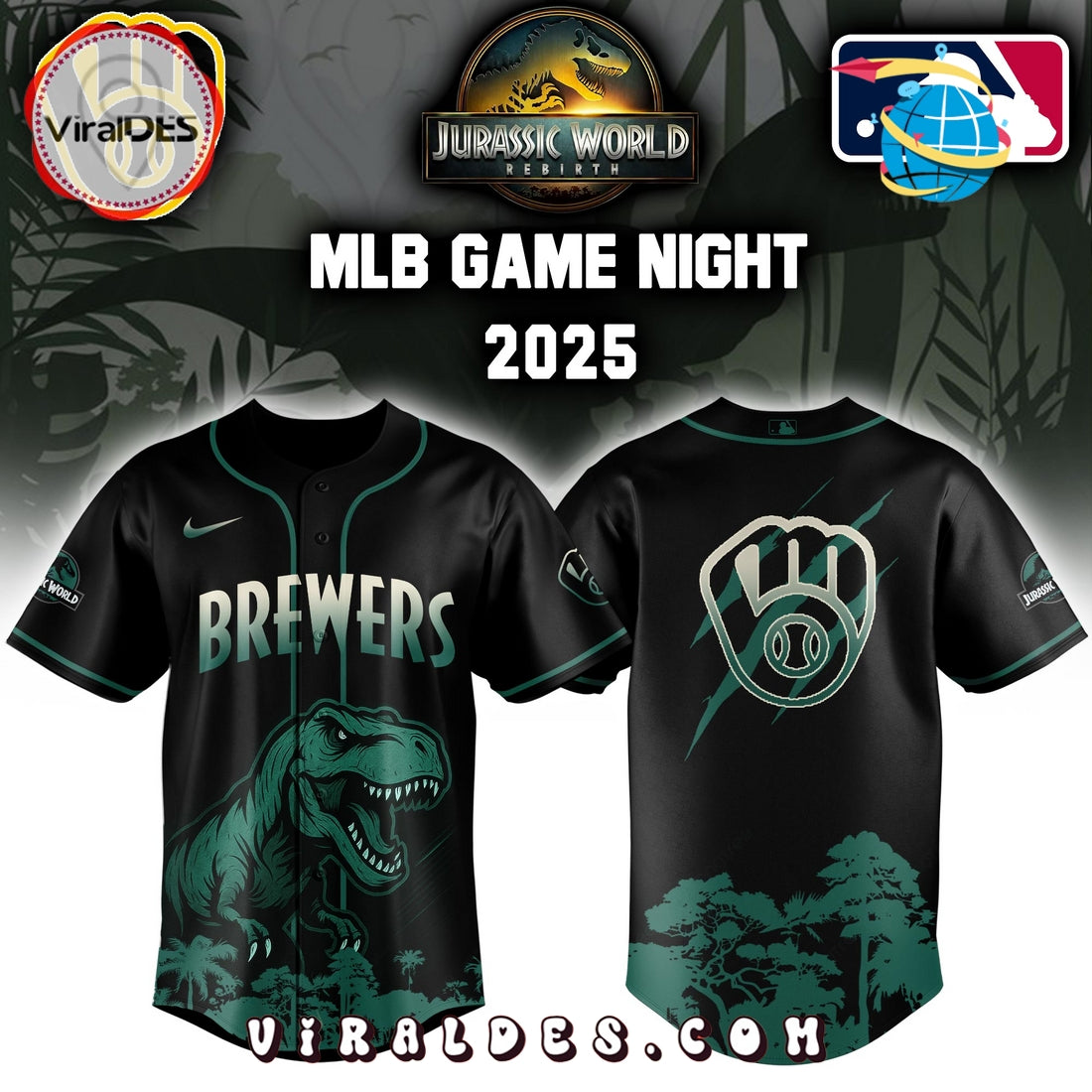 Milwaukee Brewers x Jurassic World 2025 Baseball Jersey