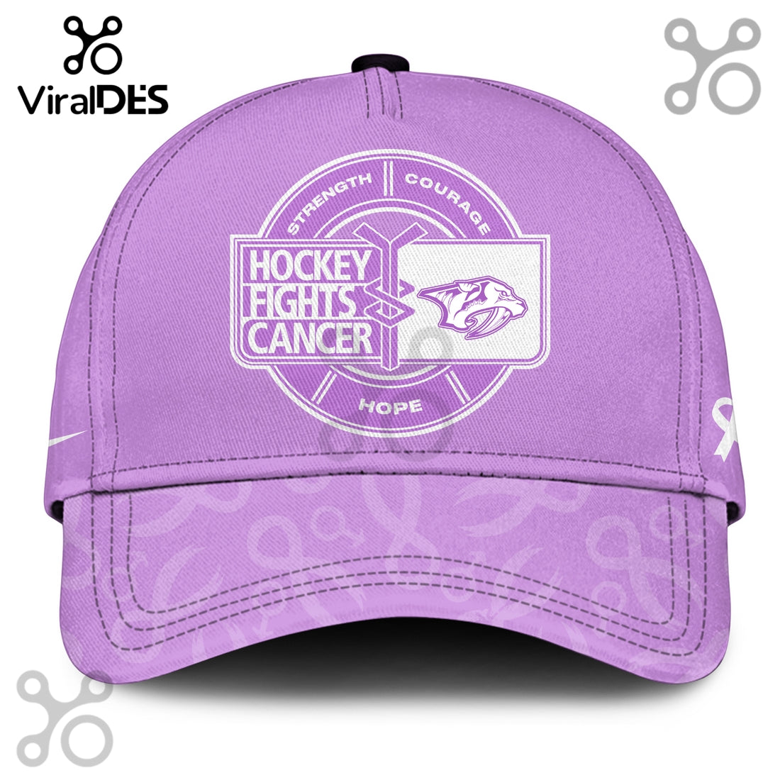 Nashville Predators Hockey Fights Cancer Purple Ribbon Hoodie