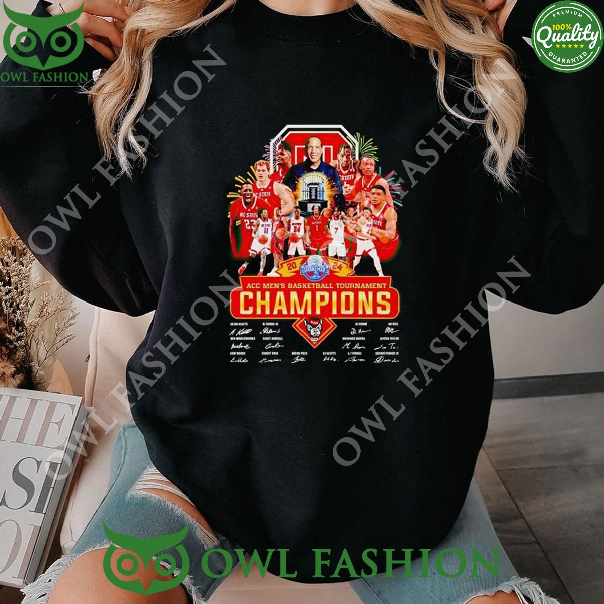 Nc State Wolfpack 2024 Accbasketball Tournament Champions Player Signatures Shirt