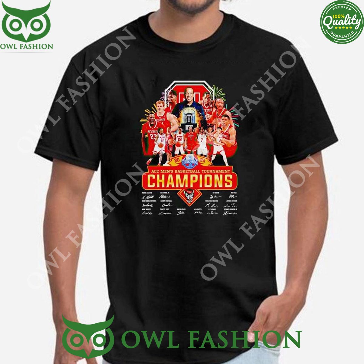 Nc State Wolfpack 2024 Accbasketball Tournament Champions Player Signatures Shirt