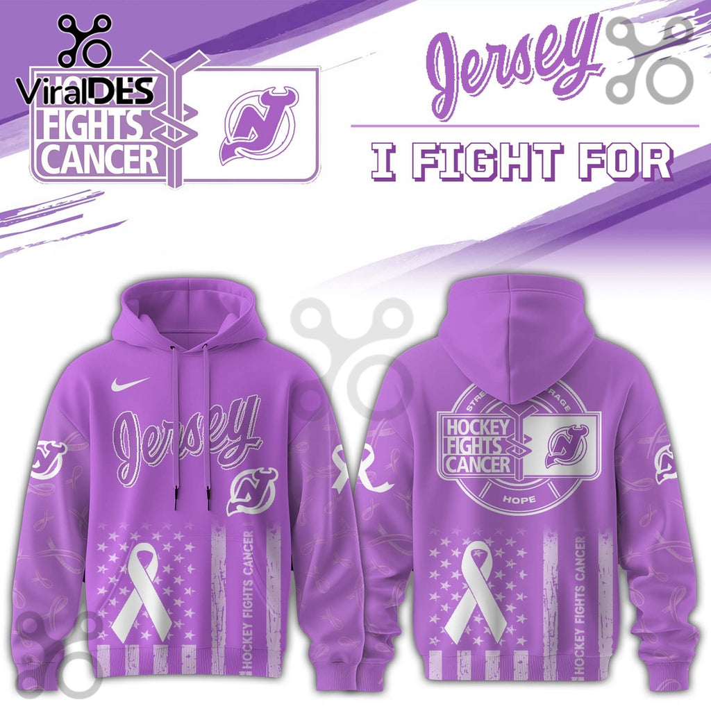 New Jersey Devils Hockey Fights Cancer Purple Ribbon Hoodie