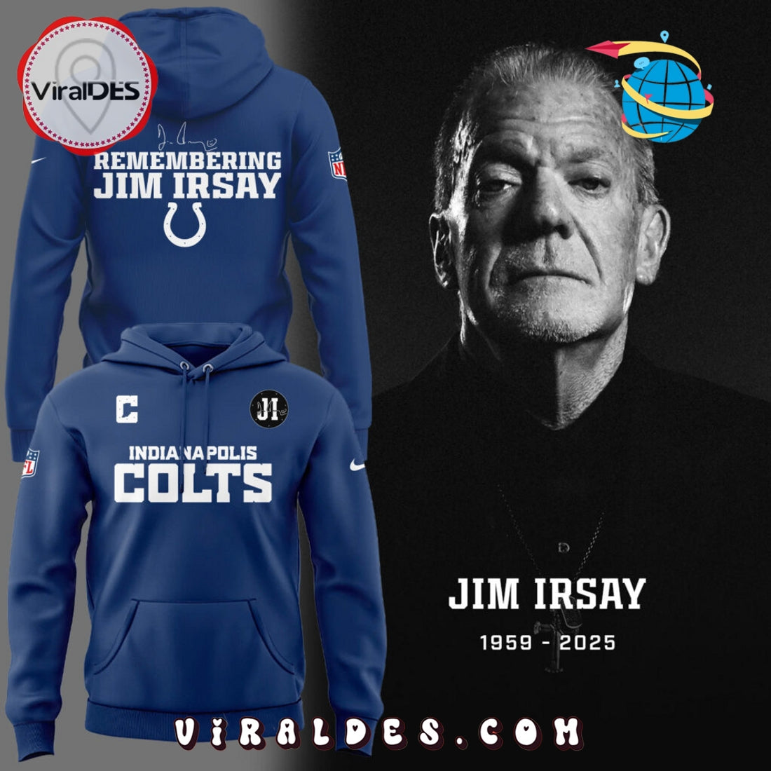New The Boss Jim Irsay Patch Uniform Hoodie